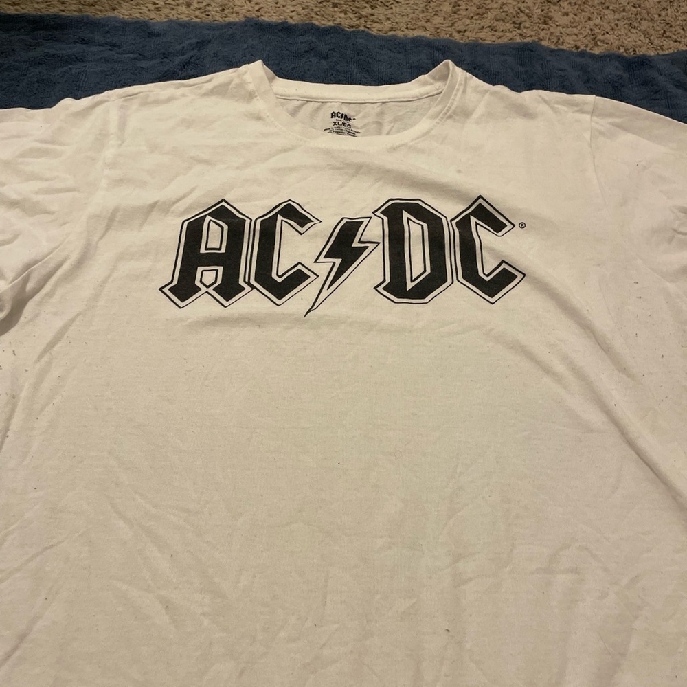 AC/DC White Short Sleeve Tee Iconic Band Logo